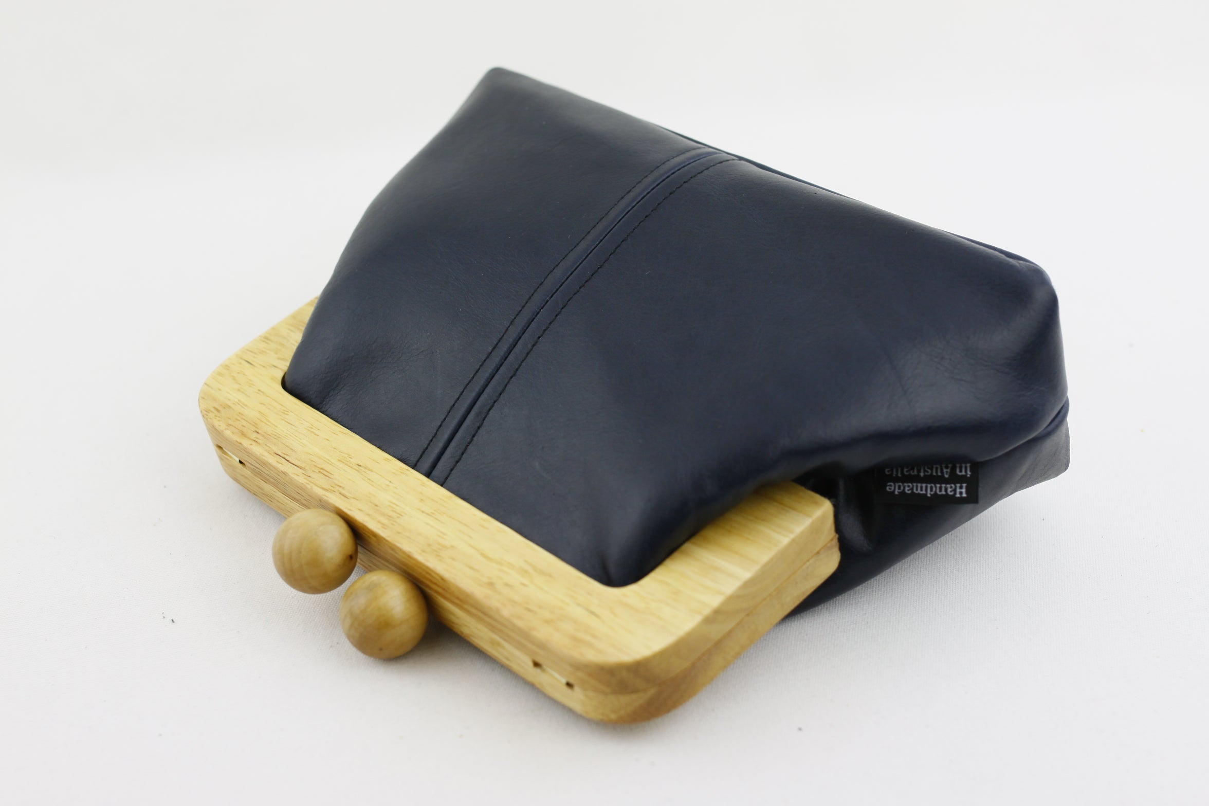 Midnight Blue Genuine Leather Clutch Bag with Strap | PINKOASIS