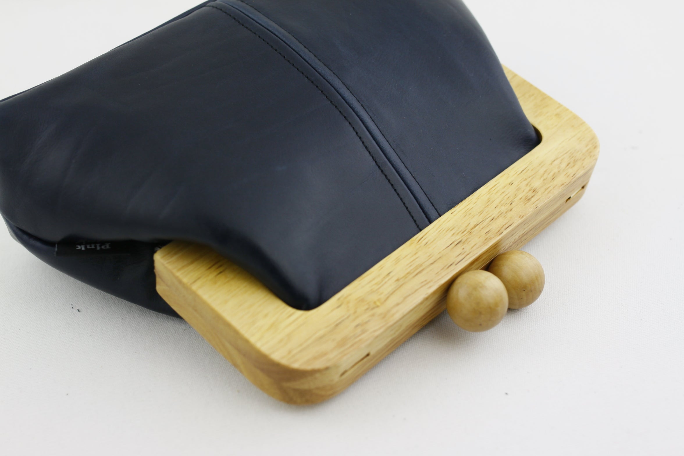 Midnight Blue Genuine Leather Clutch Bag with Strap | PINKOASIS