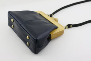 Midnight Blue Genuine Leather Clutch Bag with Strap | PINKOASIS