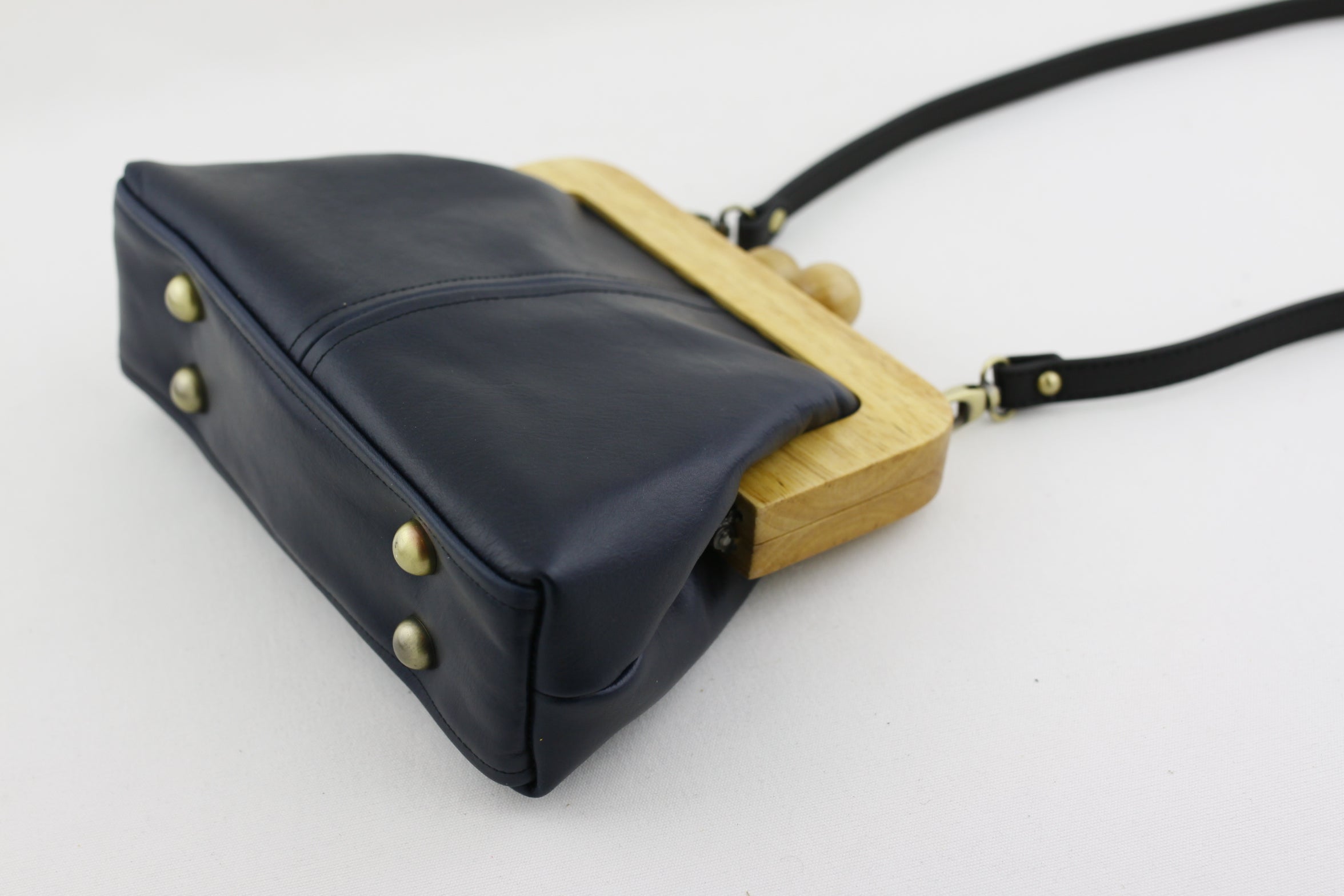 Midnight Blue Genuine Leather Clutch Bag with Strap | PINKOASIS