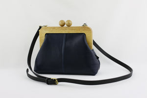 Midnight Blue Genuine Leather Clutch Bag with Strap | PINKOASIS