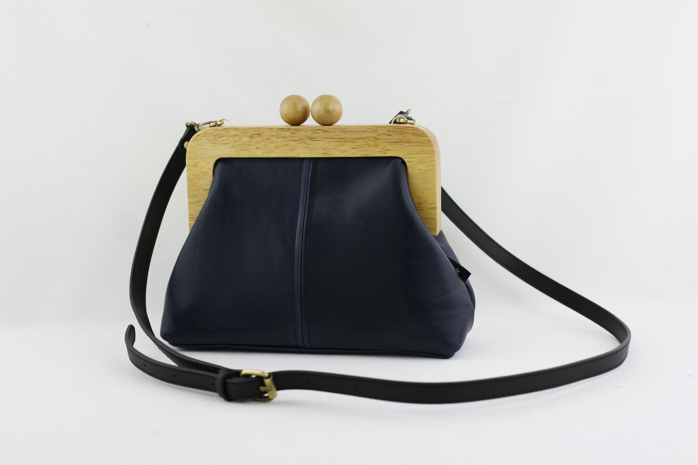 Midnight Blue Genuine Leather Clutch Bag with Strap | PINKOASIS
