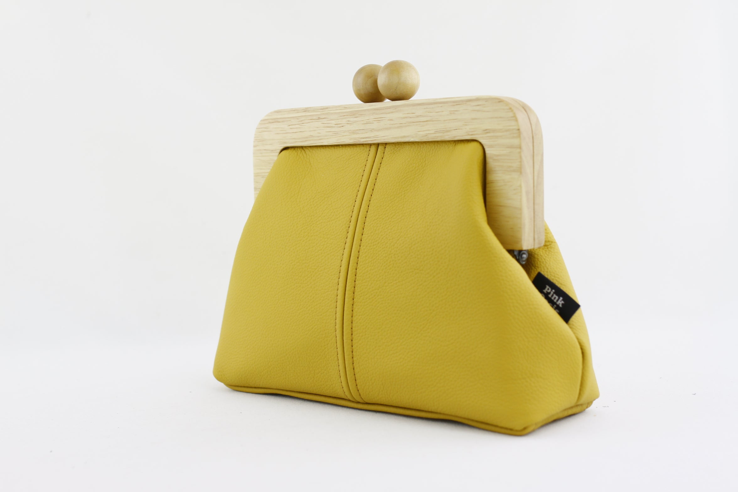 Mustard Genuine Leather Clutch Bag with Leather Strap | PINKOASIS