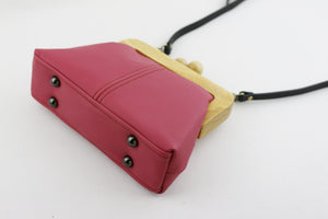 Women's Fuchsia Genuine Leather Clutch Bag with Strap | PINKOASIS
