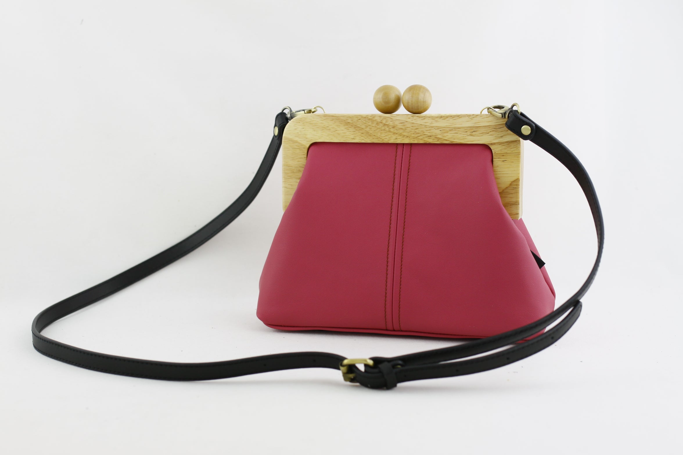 Women's Fuchsia Genuine Leather Clutch Bag with Strap | PINKOASIS