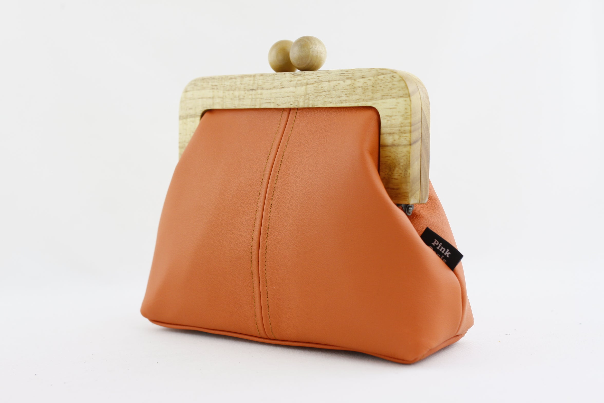 Women's Peach Genuine Leather Clutch Bag with Strap | PINKOASIS