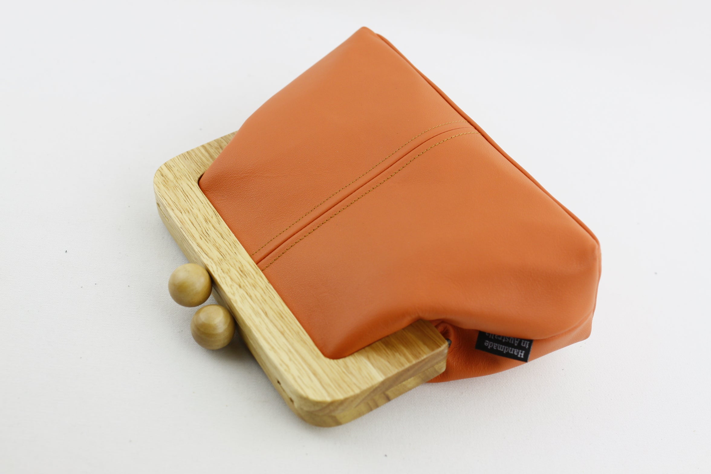 Women's Peach Genuine Leather Clutch Bag with Strap | PINKOASIS