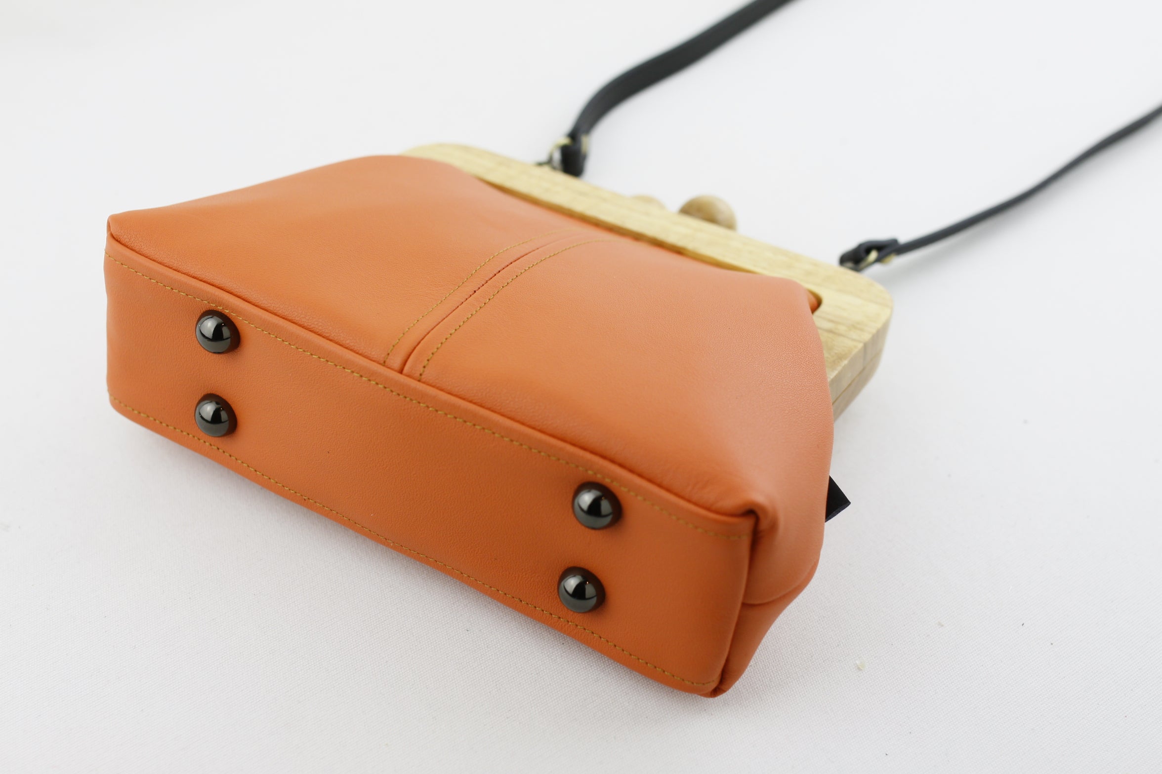Women's Peach Genuine Leather Clutch Bag with Strap | PINKOASIS