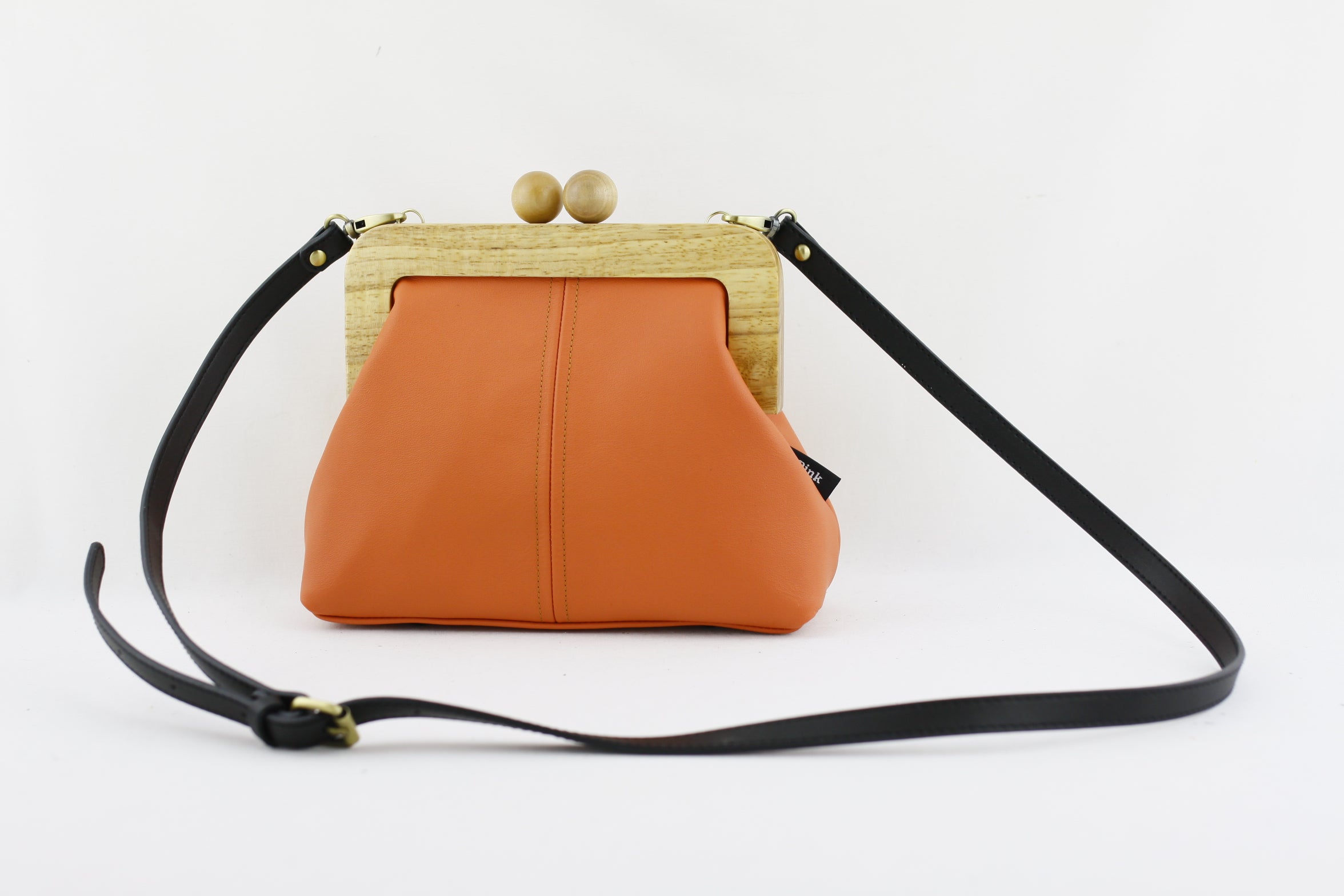 Women's Peach Genuine Leather Clutch Bag with Strap | PINKOASIS