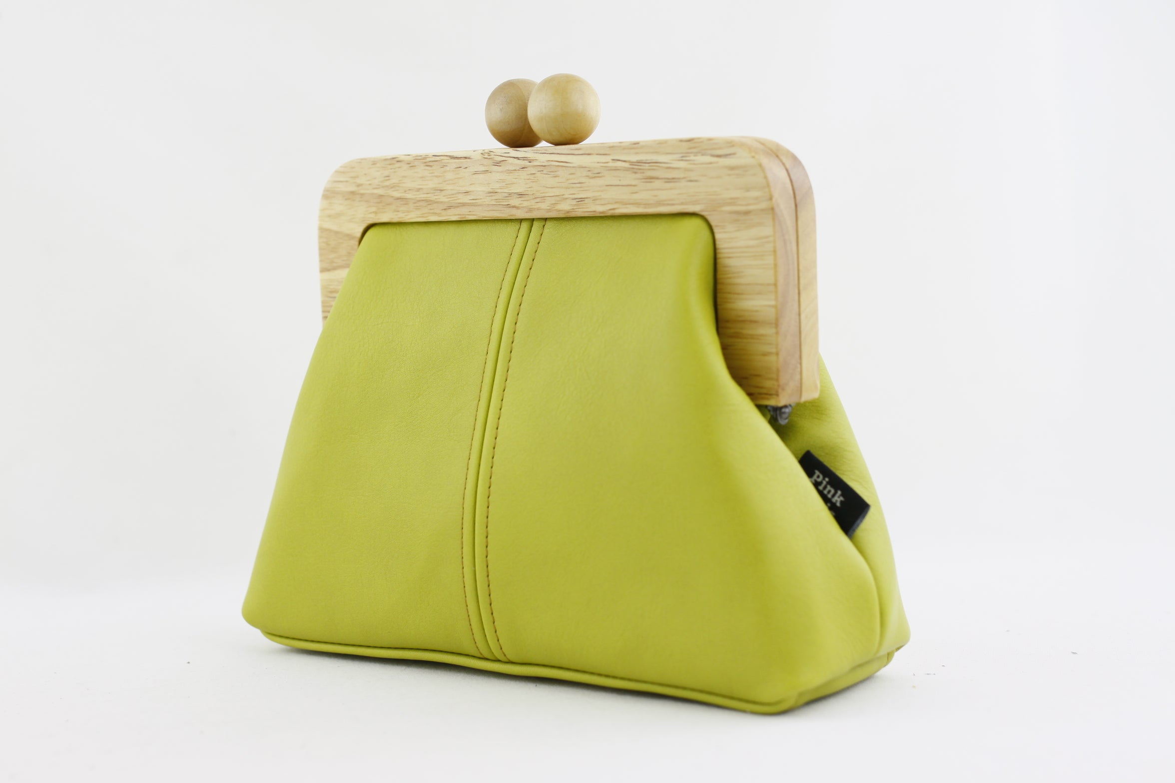 Women's Green Genuine Leather Clutch Bag with Strap | PINKOASIS