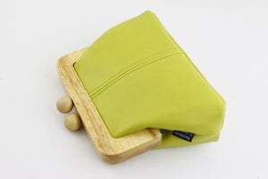 Women's Green Genuine Leather Clutch Bag with Strap | PINKOASIS