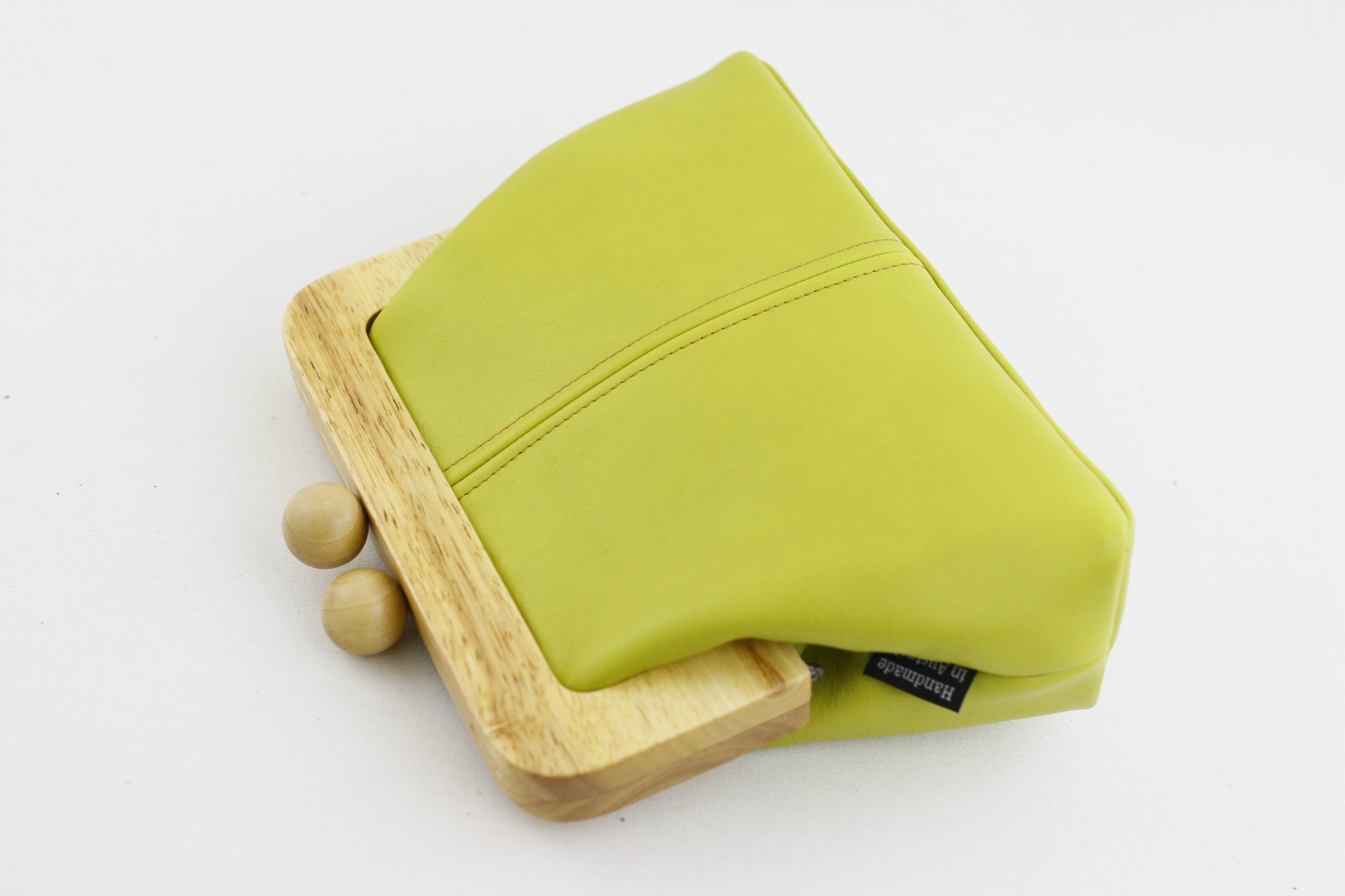 Women's Green Genuine Leather Clutch Bag with Strap | PINKOASIS