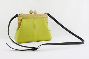 Women's Green Genuine Leather Clutch Bag with Strap | PINKOASIS