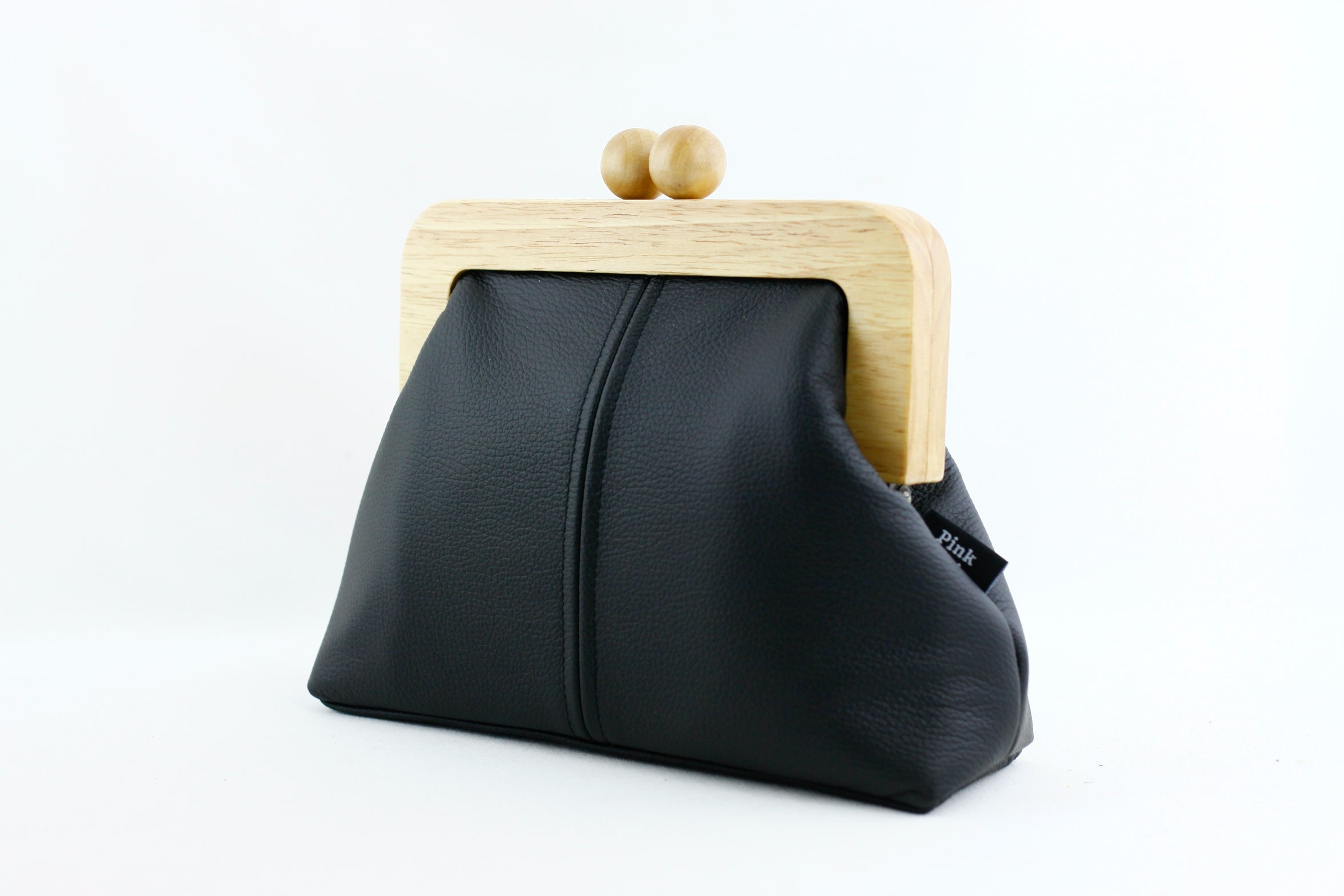 Women's Black Genuine Leather Clutch Bag with Strap | PINKOASIS