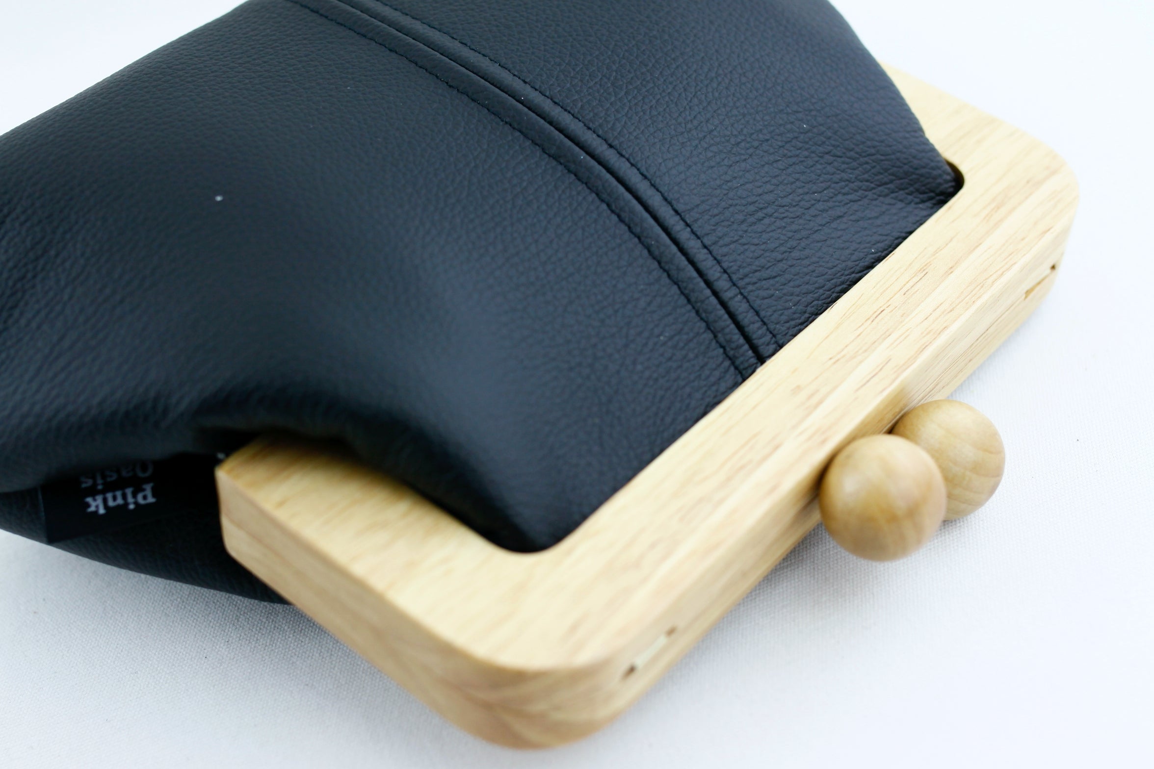 Women's Black Genuine Leather Clutch Bag with Strap | PINKOASIS
