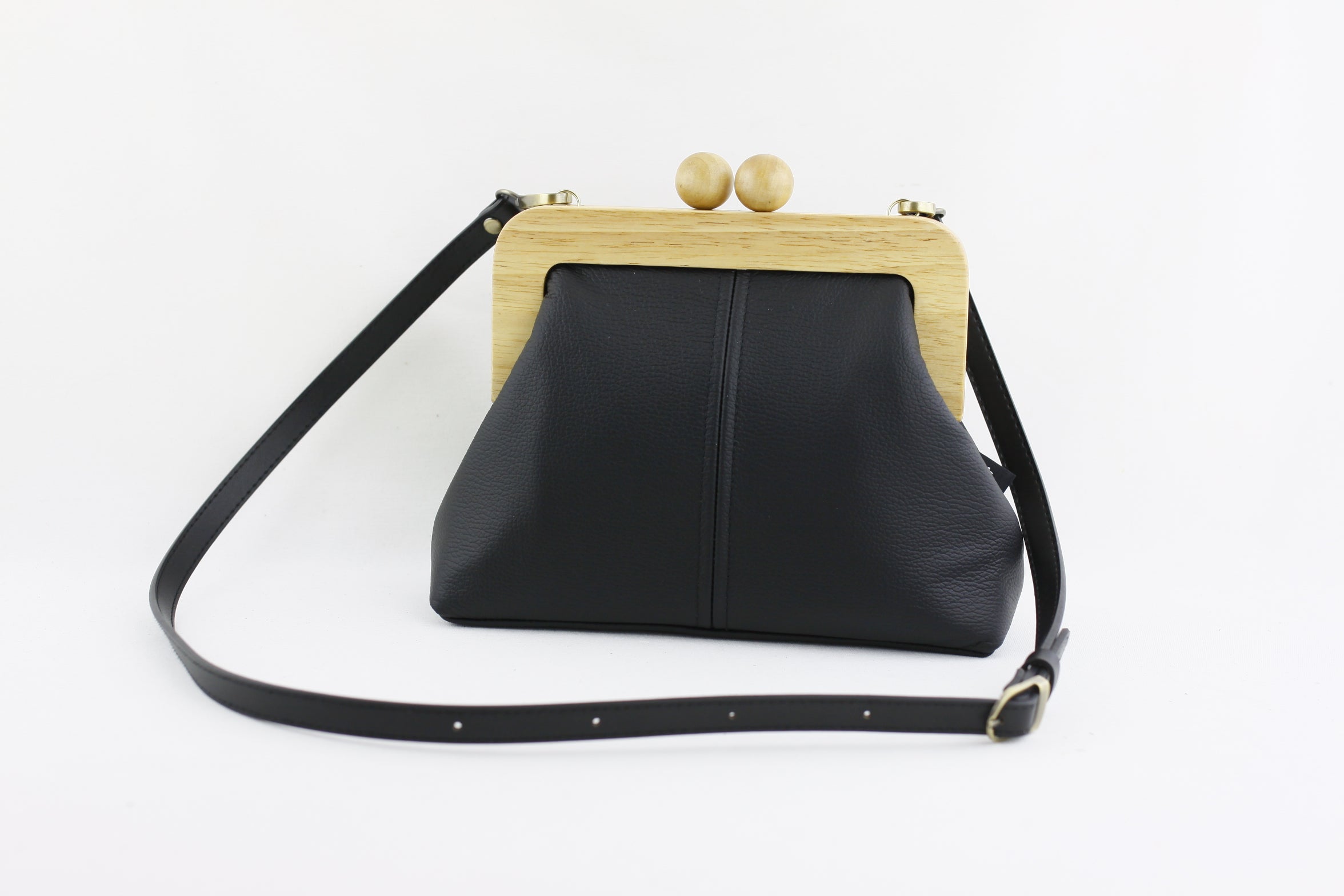 Women's Black Genuine Leather Clutch Bag with Strap | PINKOASIS