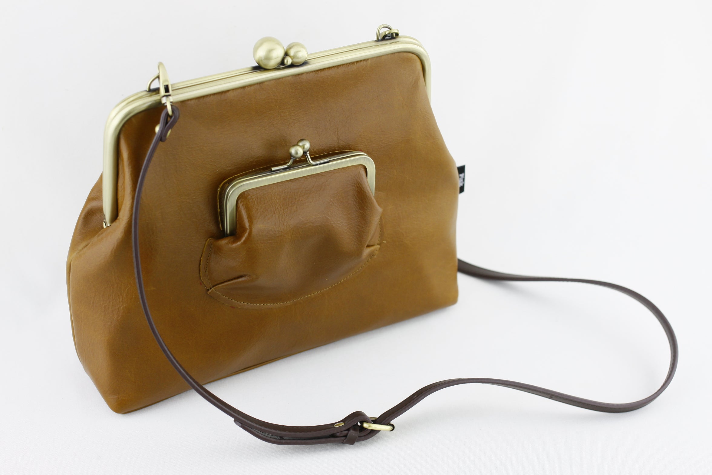 Distressed Tan Leather Crossbody Bag | PINK OASIS