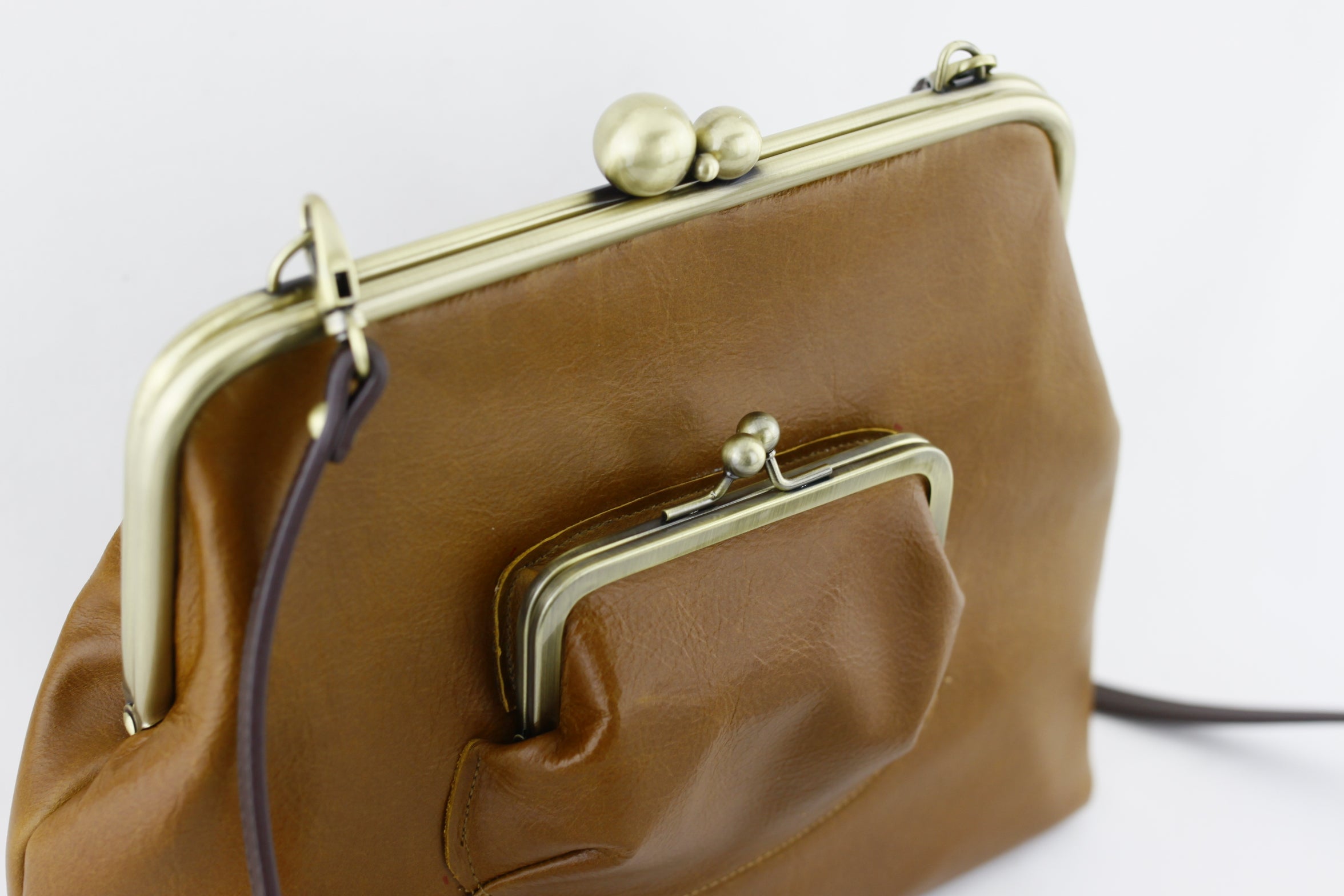 Distressed Tan Leather Crossbody Bag | PINK OASIS