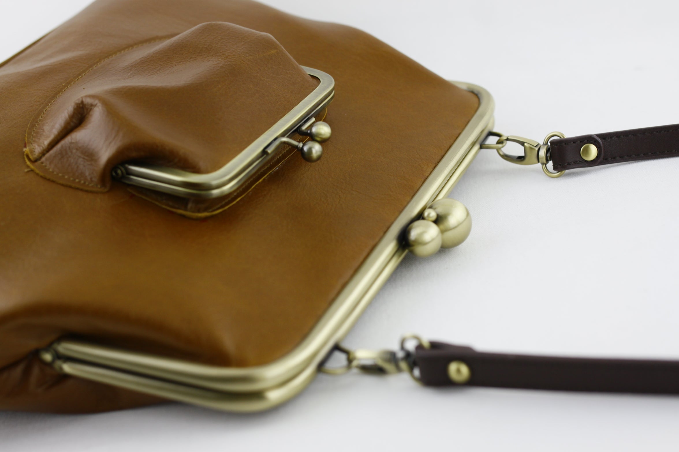 Distressed Tan Leather Crossbody Bag | PINK OASIS