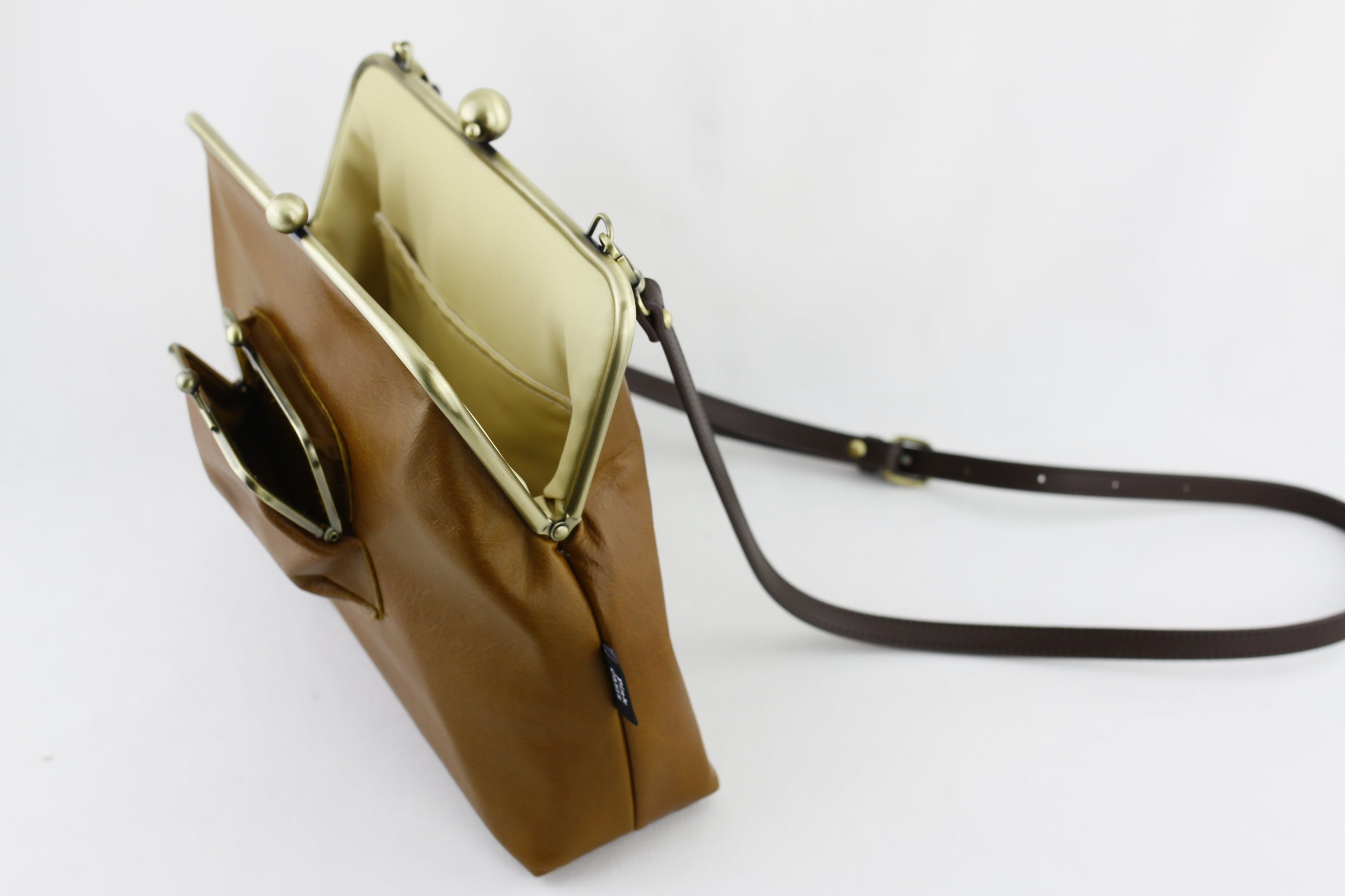 Distressed Tan Leather Crossbody Bag | PINK OASIS