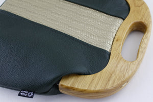 Emerald and Gold Leather Wood Frame Bag with Strap | PINKOASIS