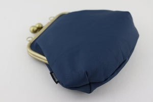 Peacock Blue Leather Kisslock Bag with Strap  | PINKOASIS