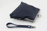 Women's Navy Blue Leather Wristlet Handmade in Australia | PINKOASIS