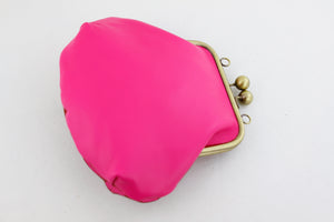 Hop Pink Leather Kisslock Bag with Strap (Limited Edition)