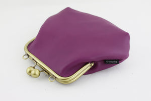 Women's Purple Genuine Leather Clutch Bag with Strap | PINKOASIS