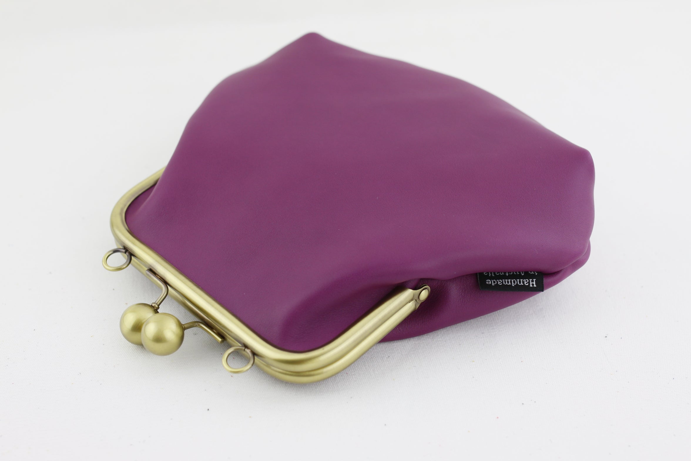 Women's Purple Genuine Leather Clutch Bag with Strap | PINKOASIS