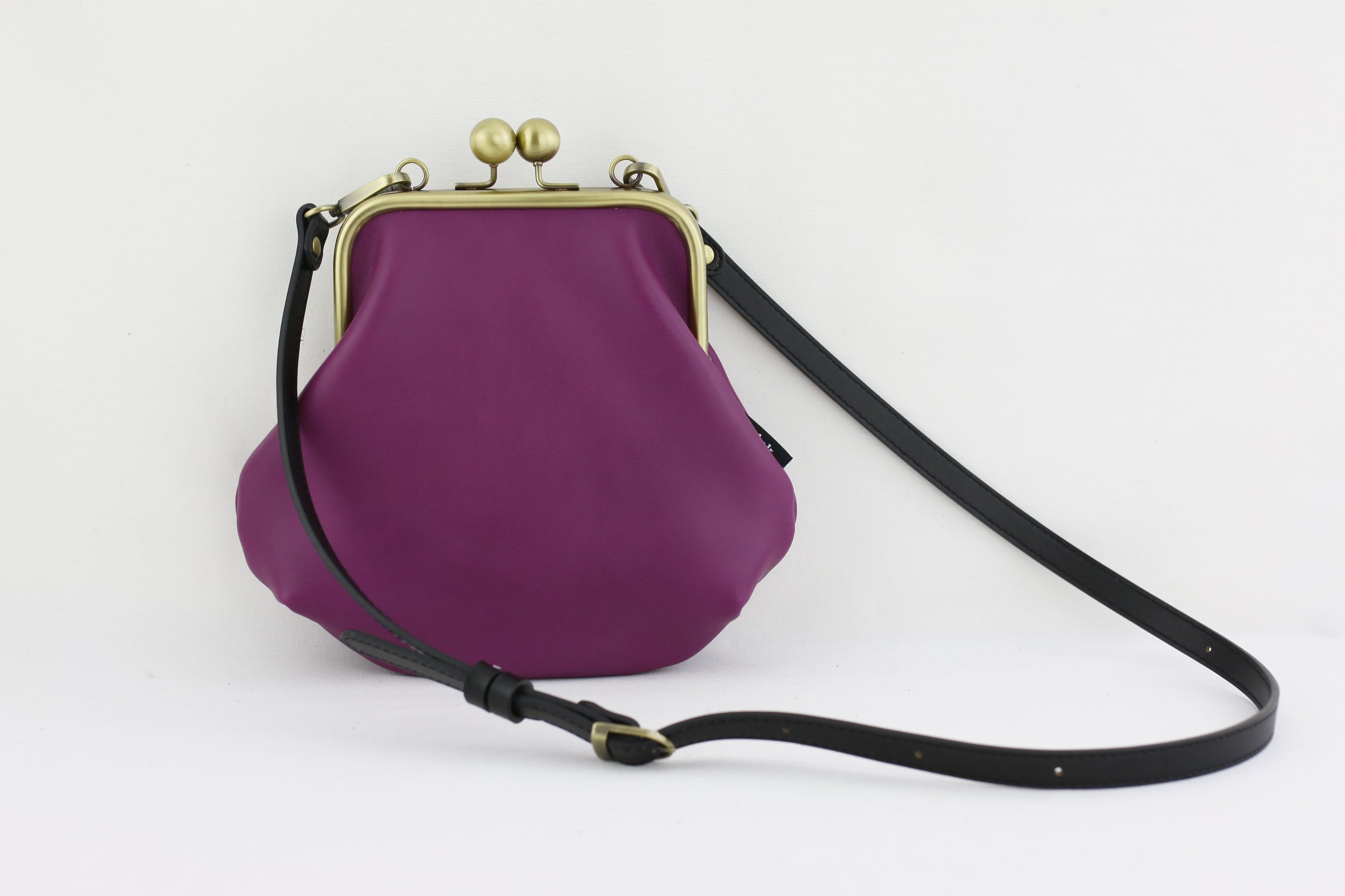 Women's Purple Genuine Leather Clutch Bag with Strap | PINKOASIS