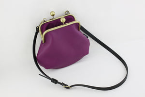 Women's Purple Genuine Leather Clutch Bag with Strap | PINKOASIS
