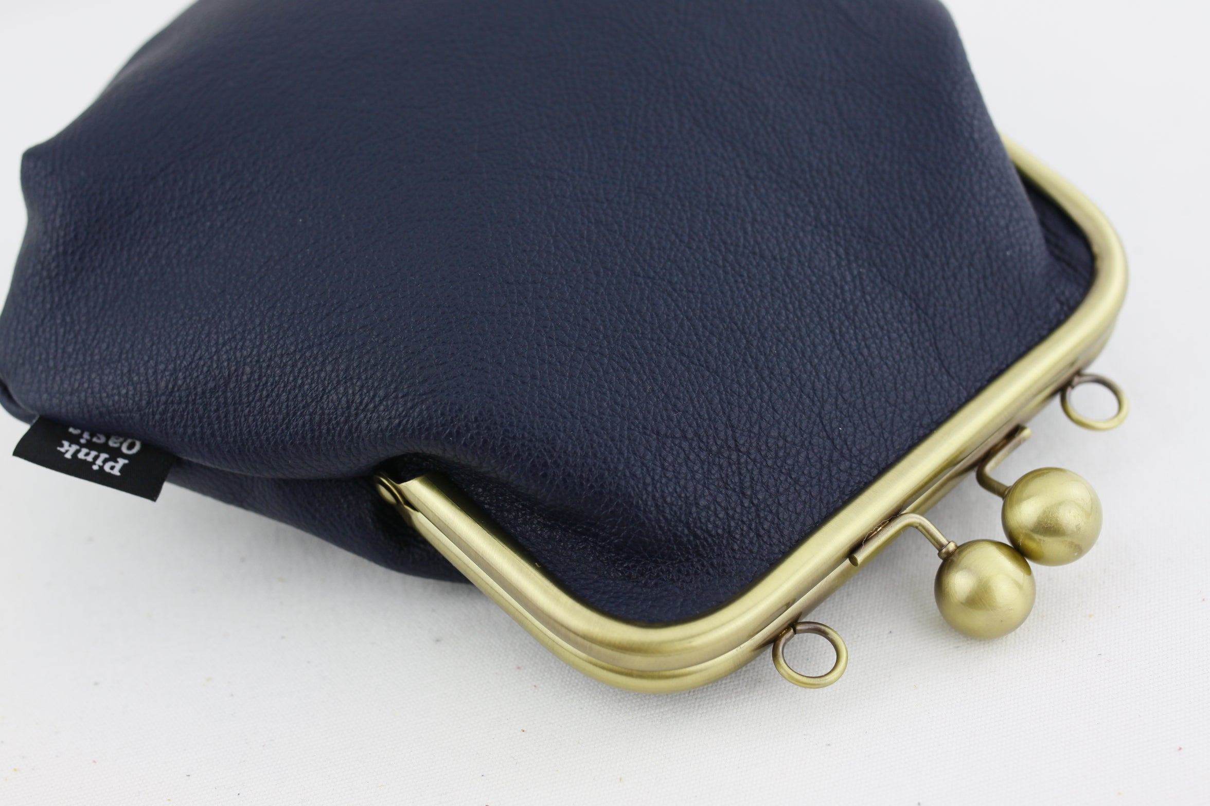 Women's Navy Genuine Leather Clutch Bag with Strap | PINKOASIS