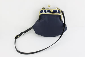 Women's Navy Genuine Leather Clutch Bag with Strap | PINKOASIS