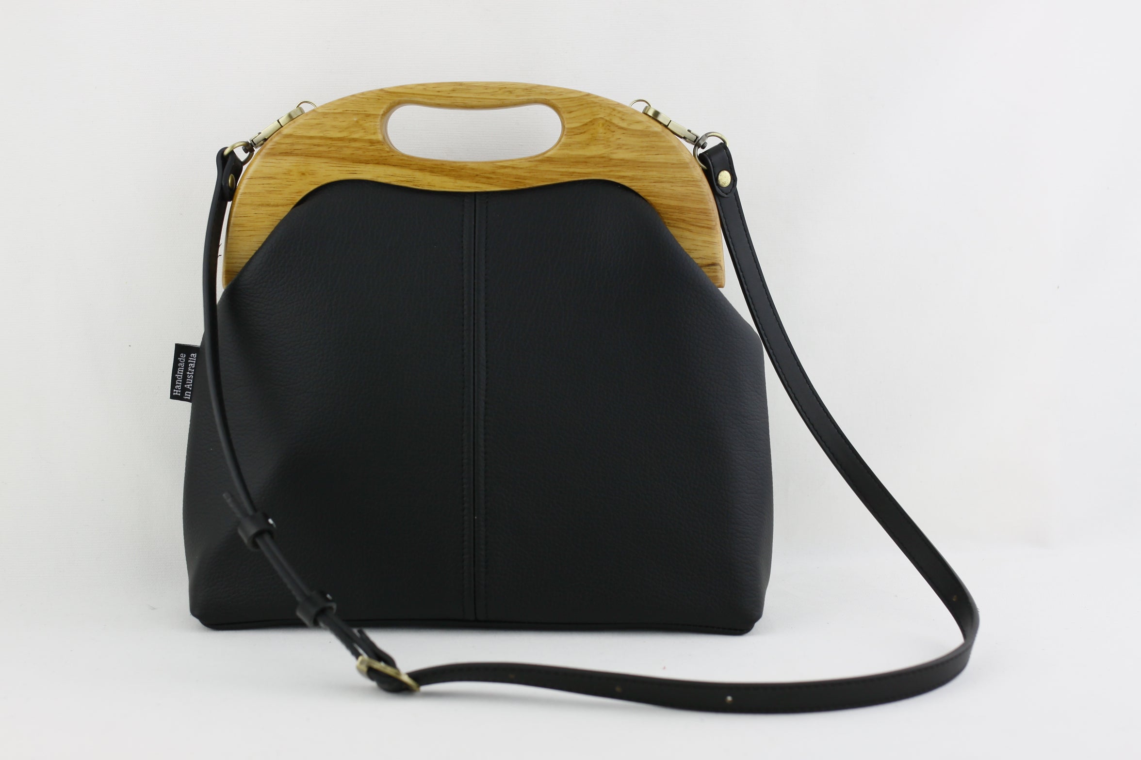 Women's Luxury Ebony Black Leather Bag | PINKOASIS