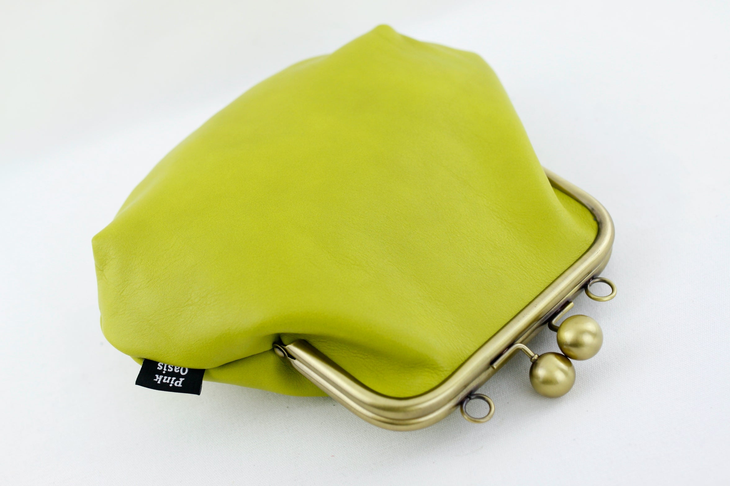 Women's Green Genuine Leather Clutch Bag with Strap | PINKOASIS