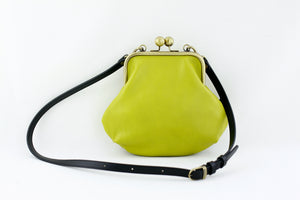Women's Green Genuine Leather Clutch Bag with Strap | PINKOASIS