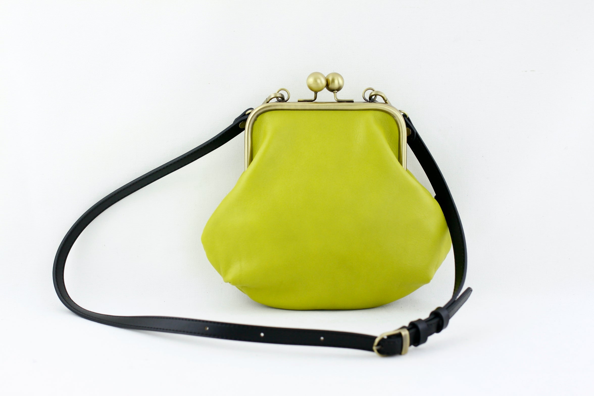Women's Green Genuine Leather Clutch Bag with Strap | PINKOASIS