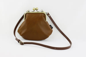 Chestnut Genuine Leather Clutch Bag with Strap | PINKOASIS