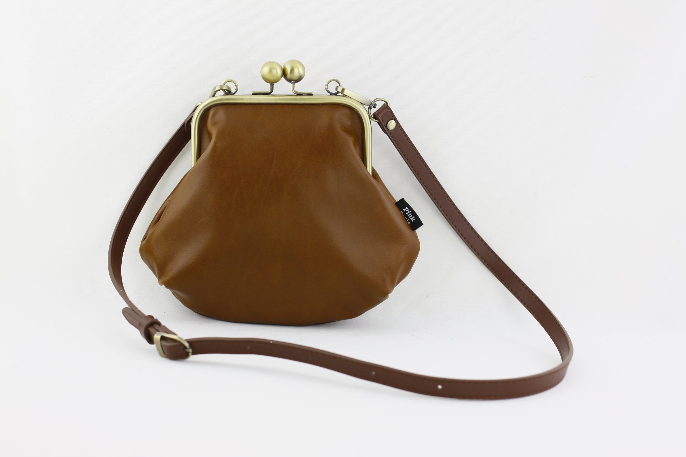 Chestnut Genuine Leather Clutch Bag with Strap | PINKOASIS