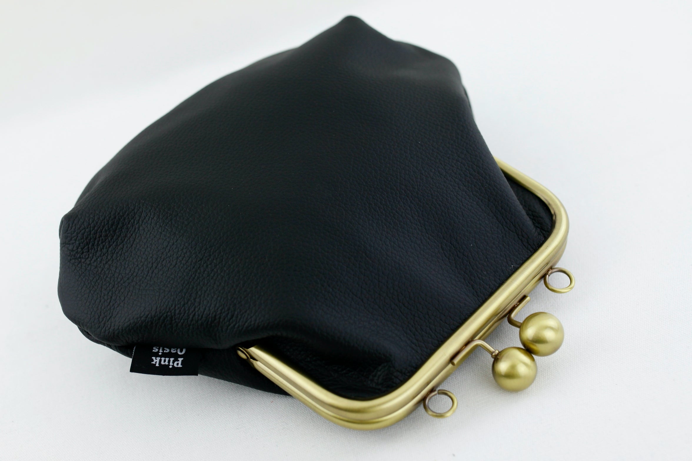 Women's Black Genuine Leather Clutch Bag with Strap | PINKOASIS