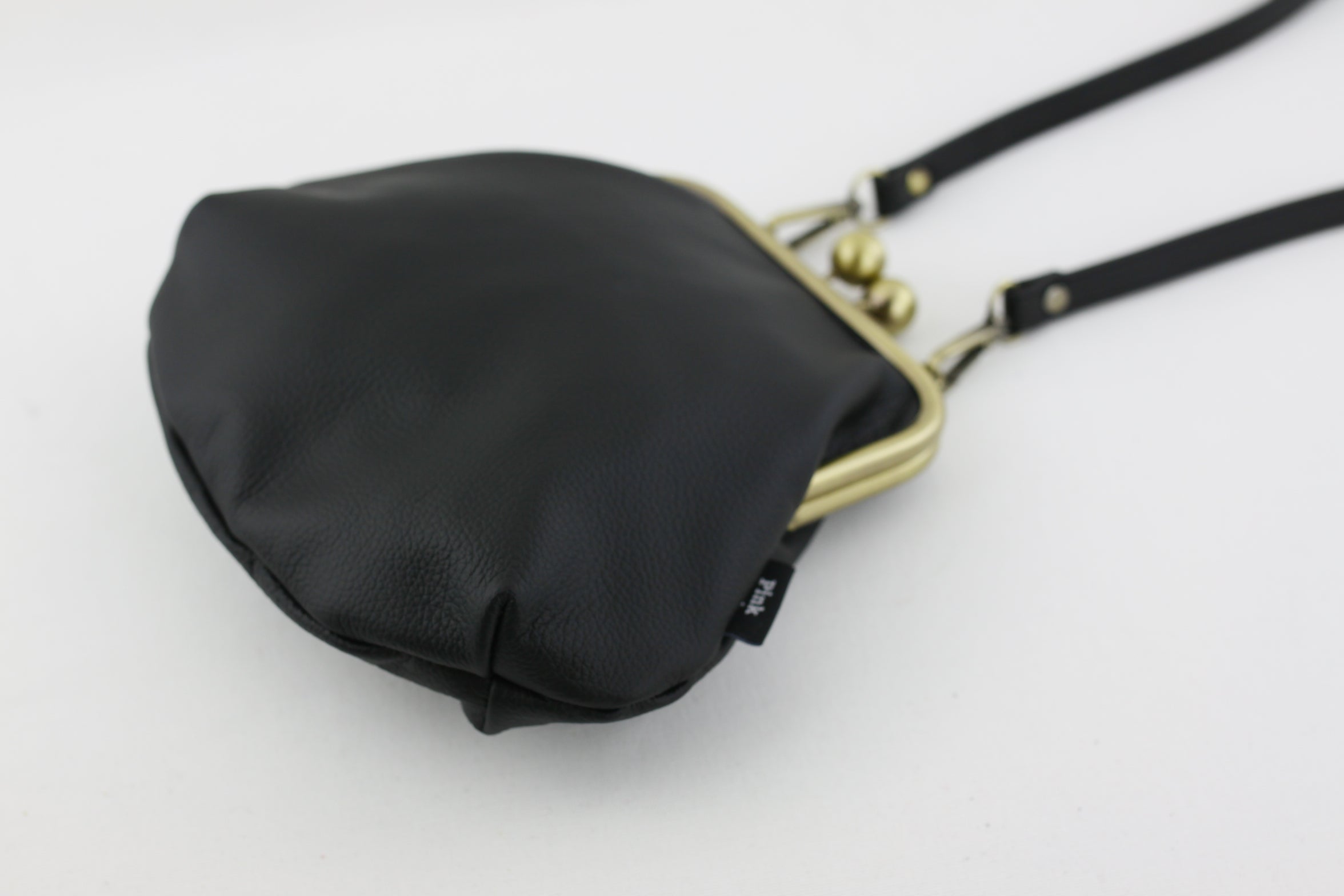Women's Black Genuine Leather Clutch Bag with Strap | PINKOASIS