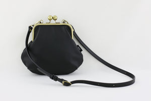 Women's Black Genuine Leather Clutch Bag with Strap | PINKOASIS