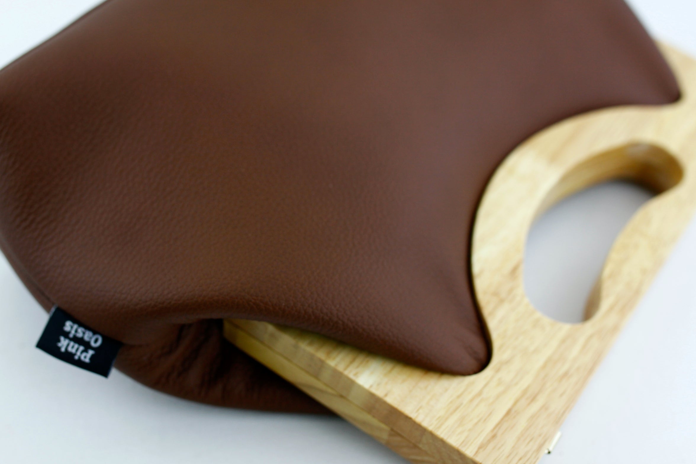 Women's Genuine Leather Wood Frame Handbag with Strap | PINKOASIS