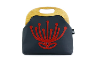 Handmade Waratah Navy Leather Handbag for Women | PINKOASIS