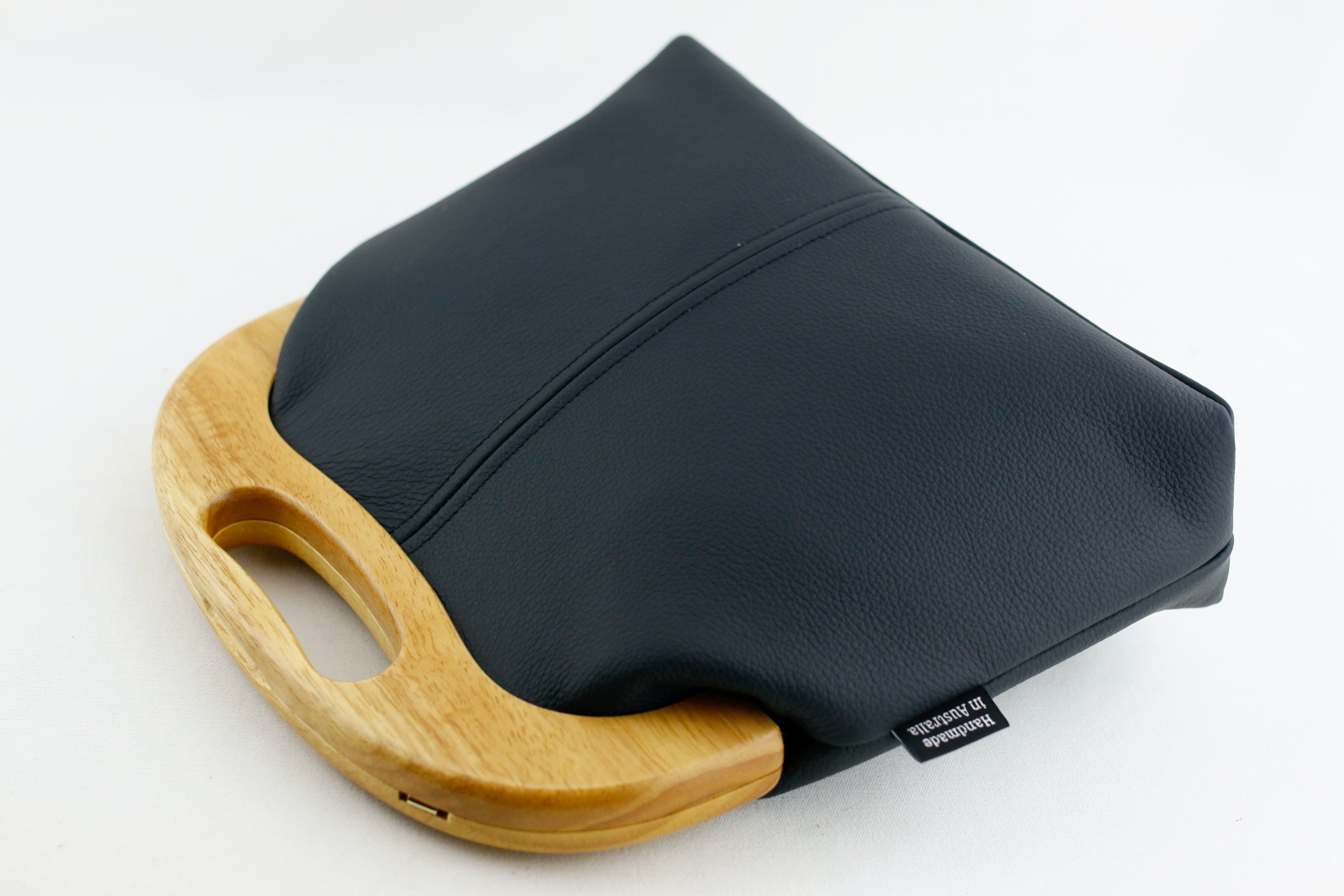 Handmade Waratah Navy Leather Handbag for Women | PINKOASIS