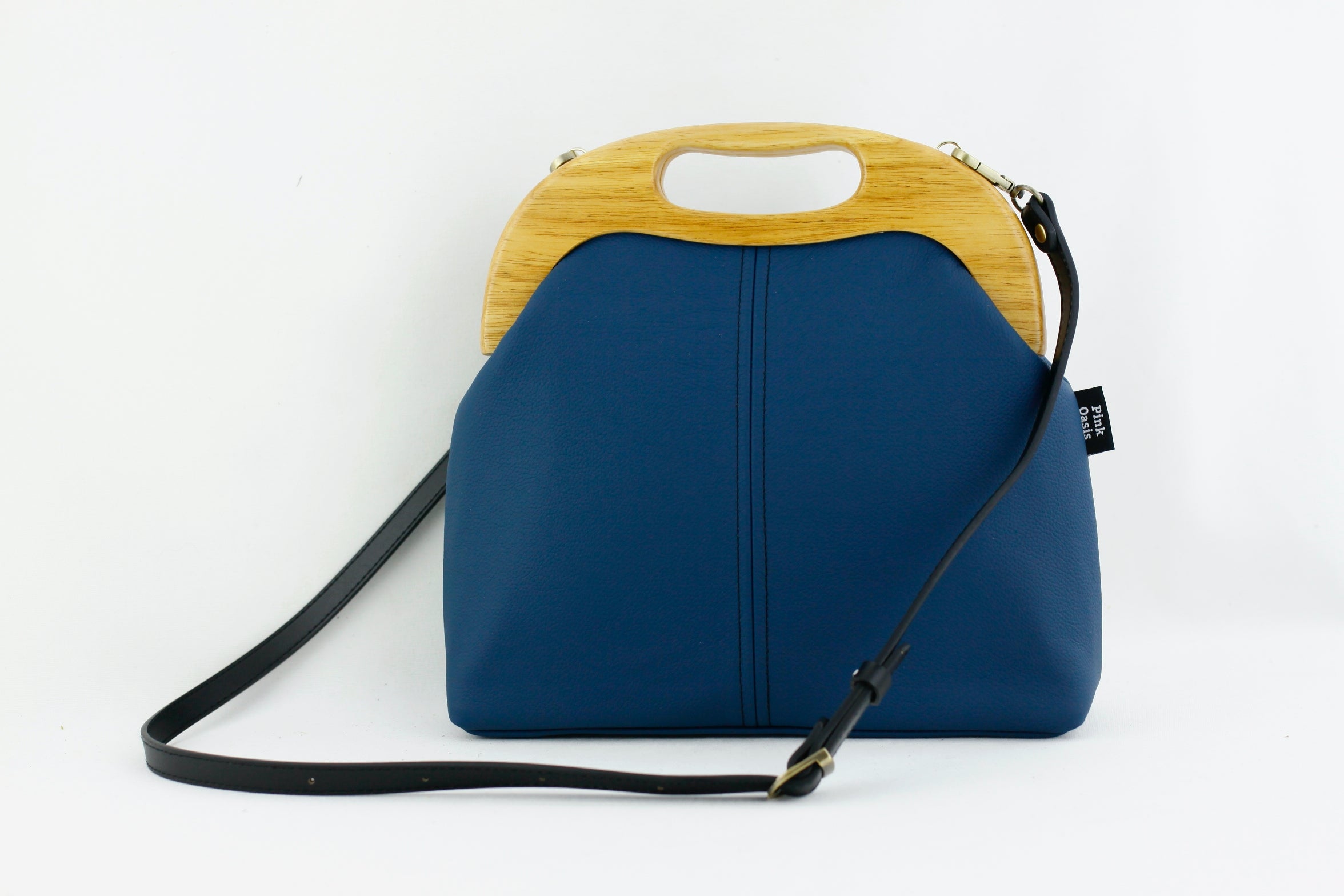 Women's Luxury Peacock Blue Leather Bag | PINKOASIS