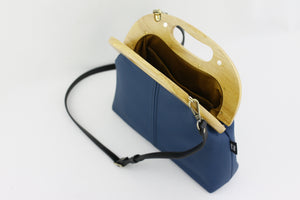 Women's Luxury Peacock Blue Leather Bag | PINKOASIS