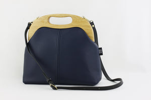 Women's Luxury Navy Leather Bag Handmade in Australia | PINKOASIS