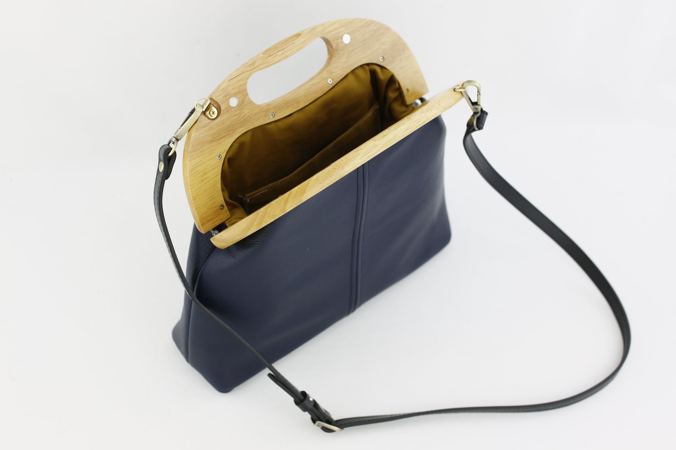 Women's Luxury Navy Leather Bag Handmade in Australia | PINKOASIS